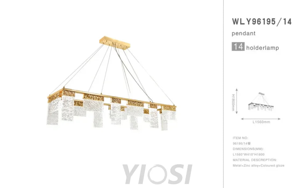 Alba 2-Tier Linear Oval Glass Chandelier - -1-Yiosilamp