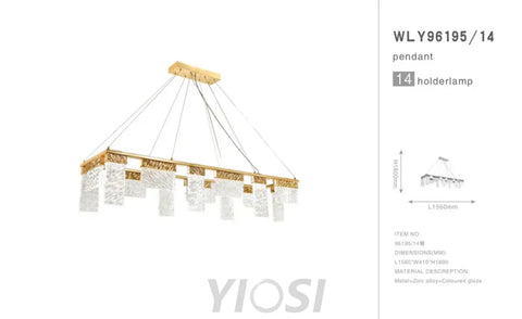 Alba 2-Tier Linear Oval Glass Chandelier - -1-Yiosilamp