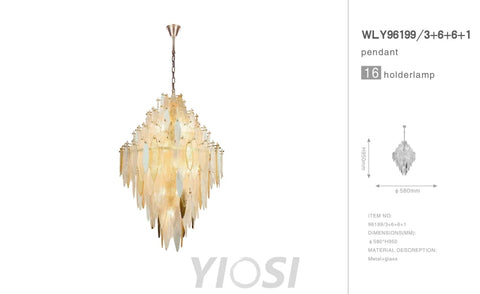 Alba Empire Tiered Oval Glass Chandelier - -1-Yiosilamp