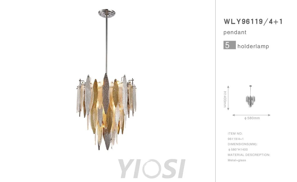 Alba Round Tiered Oval Glass Chandelier - -1-Yiosilamp