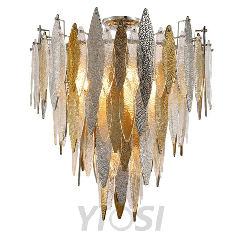 Alba Round Tiered Oval Glass Chandelier - -1-Yiosilamp