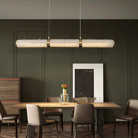 Alden Modern Linear Alabaster Chandelier