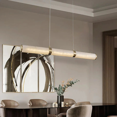 Alden Modern Linear Alabaster Chandelier