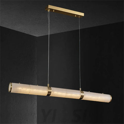 Alden Modern Linear Alabaster Chandelier