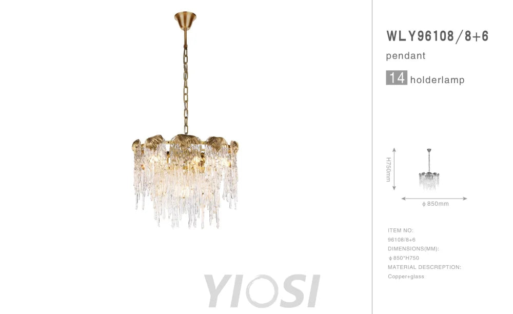 Aletta Melting Drop Crystal Glass Chandelier - -1-Yiosilamp