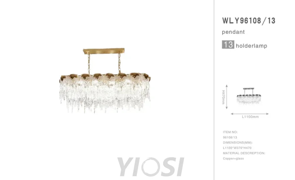 Aletta Melting Drop Crystal Glass Rectangle Chandelier - -1-Yiosilamp