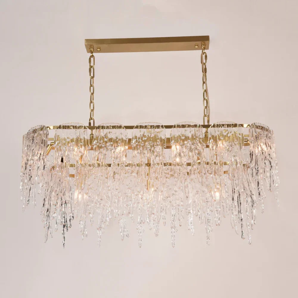 Aletta Melting Drop Crystal Glass Rectangle Chandelier - -1-Yiosilamp