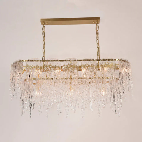 Aletta Melting Drop Crystal Glass Rectangle Chandelier - -1-Yiosilamp