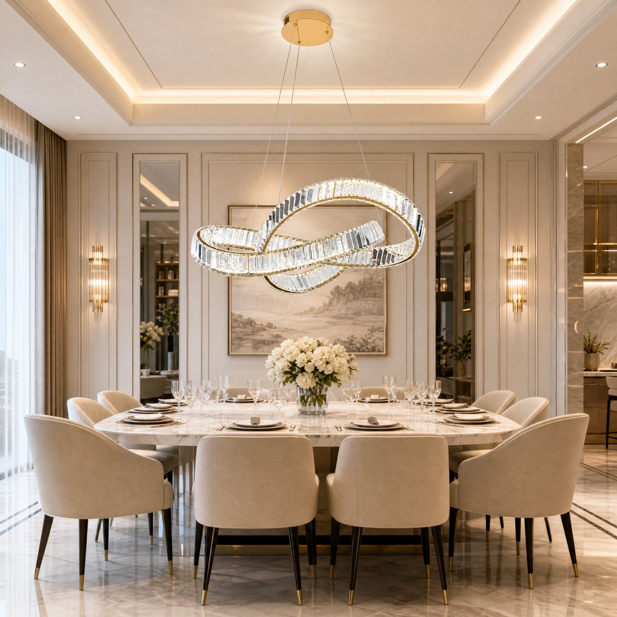Aletta Slim Halo Chandelier