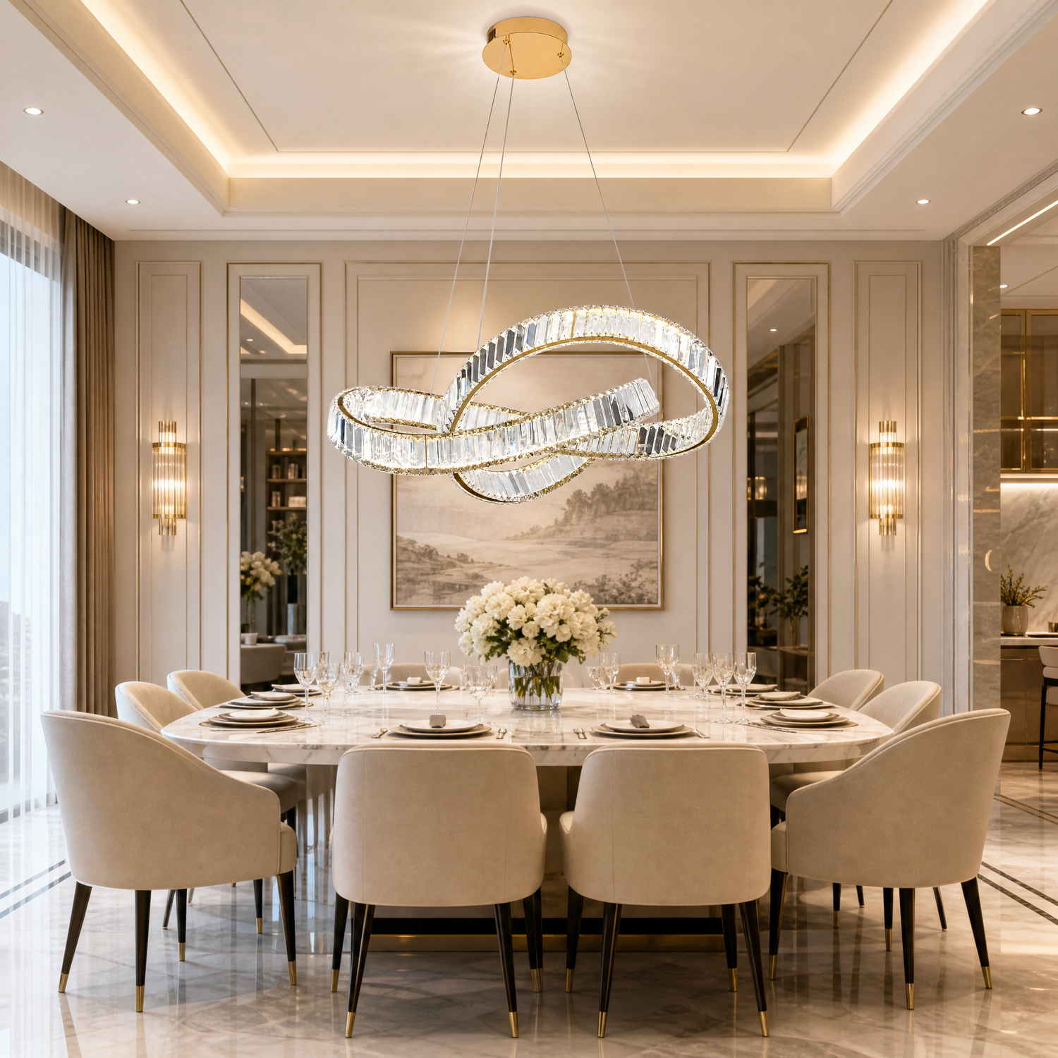 Aletta Slim Halo Chandelier