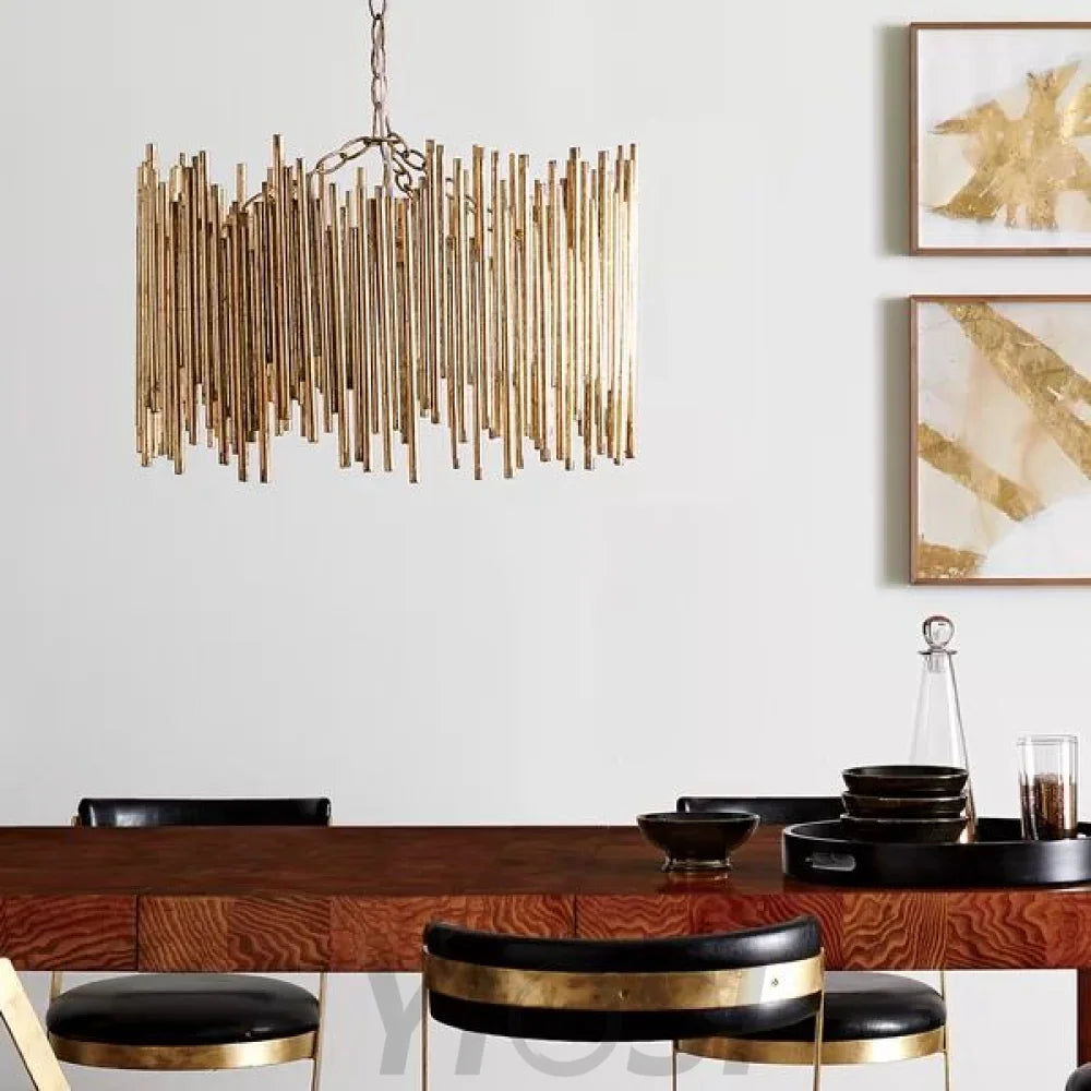 Althely Modern Brass Tube Round Chandelier Chandeliers For Dining Room Stairways Foyer Bedrooms