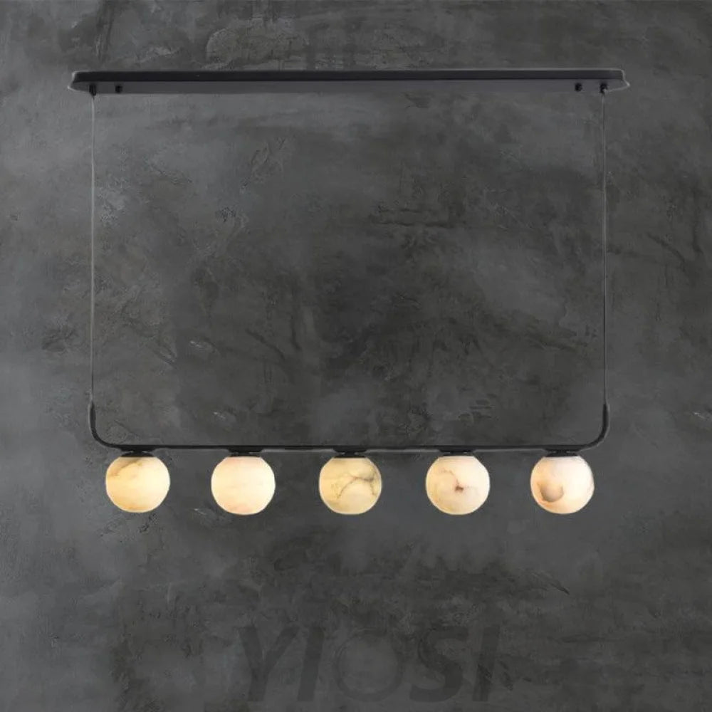 Amaris Alabaster Global Kitchen Island Pendant 5 Lights