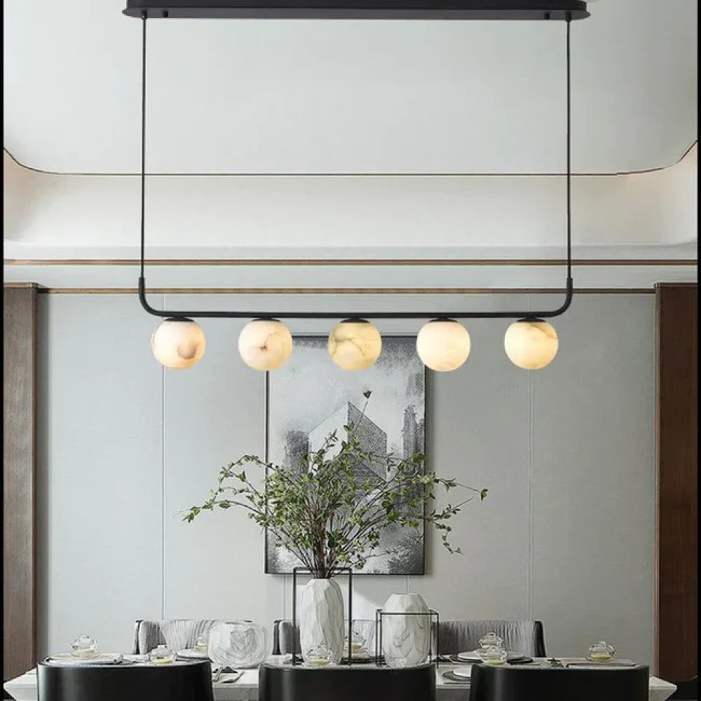 Amaris Alabaster Global Kitchen Island Pendant 5 Lights