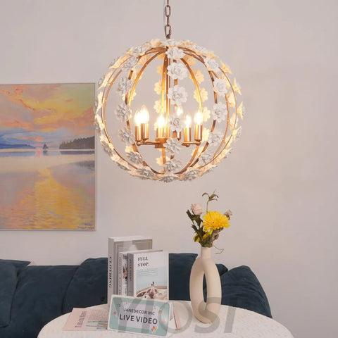 Angle Floral Orb Globe Chandelier - Yiosilamp