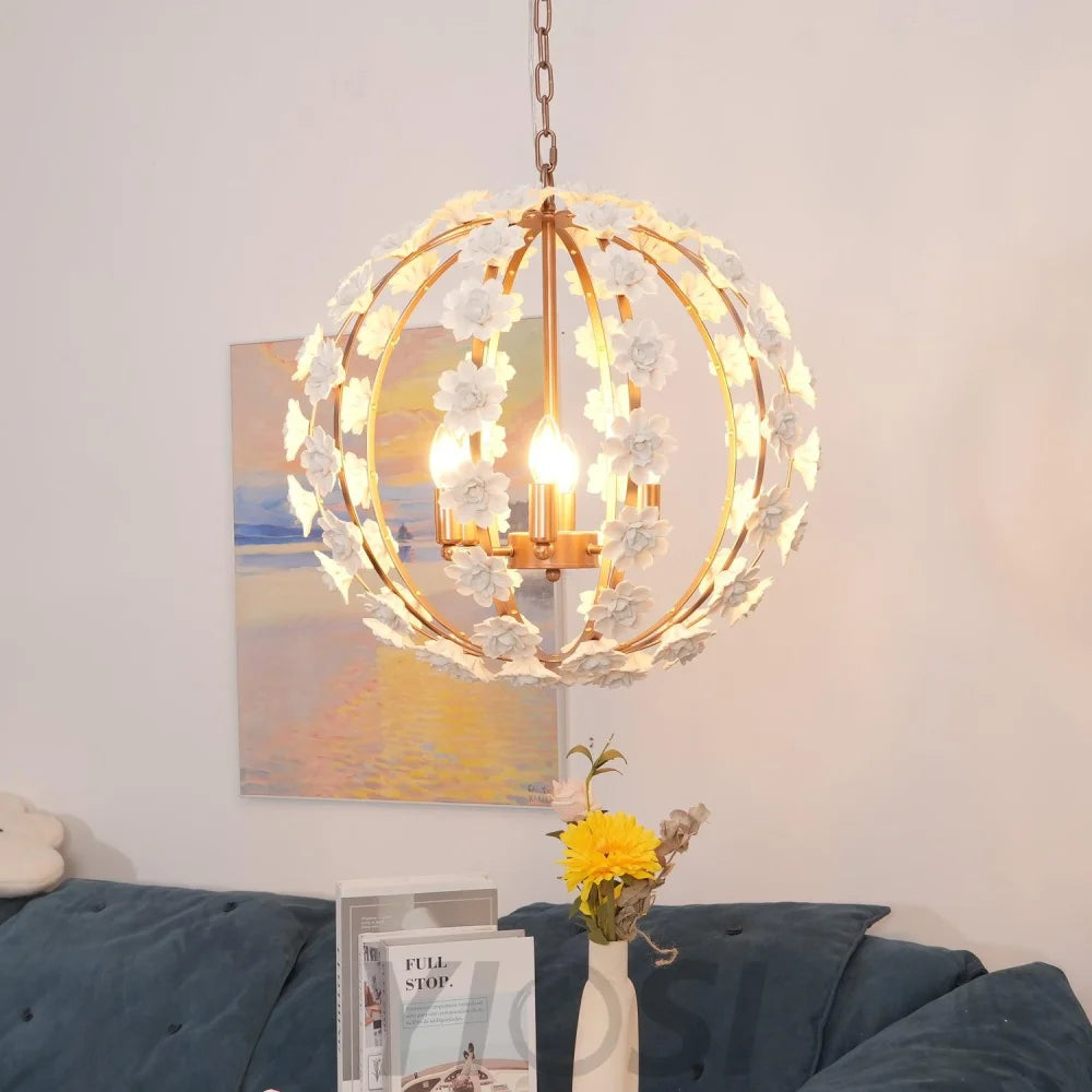 Angle Floral Orb Globe Chandelier - Yiosilamp
