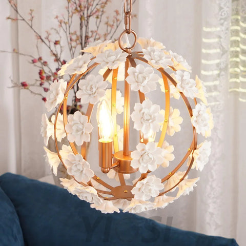 Angle Floral Orb Globe Chandelier - Yiosilamp