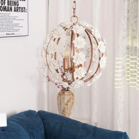 Angle Floral Orb Globe Chandelier - Yiosilamp