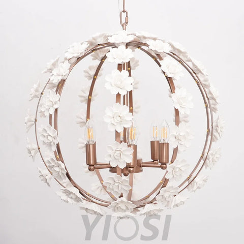Angle Floral Orb Globe Chandelier - Yiosilamp