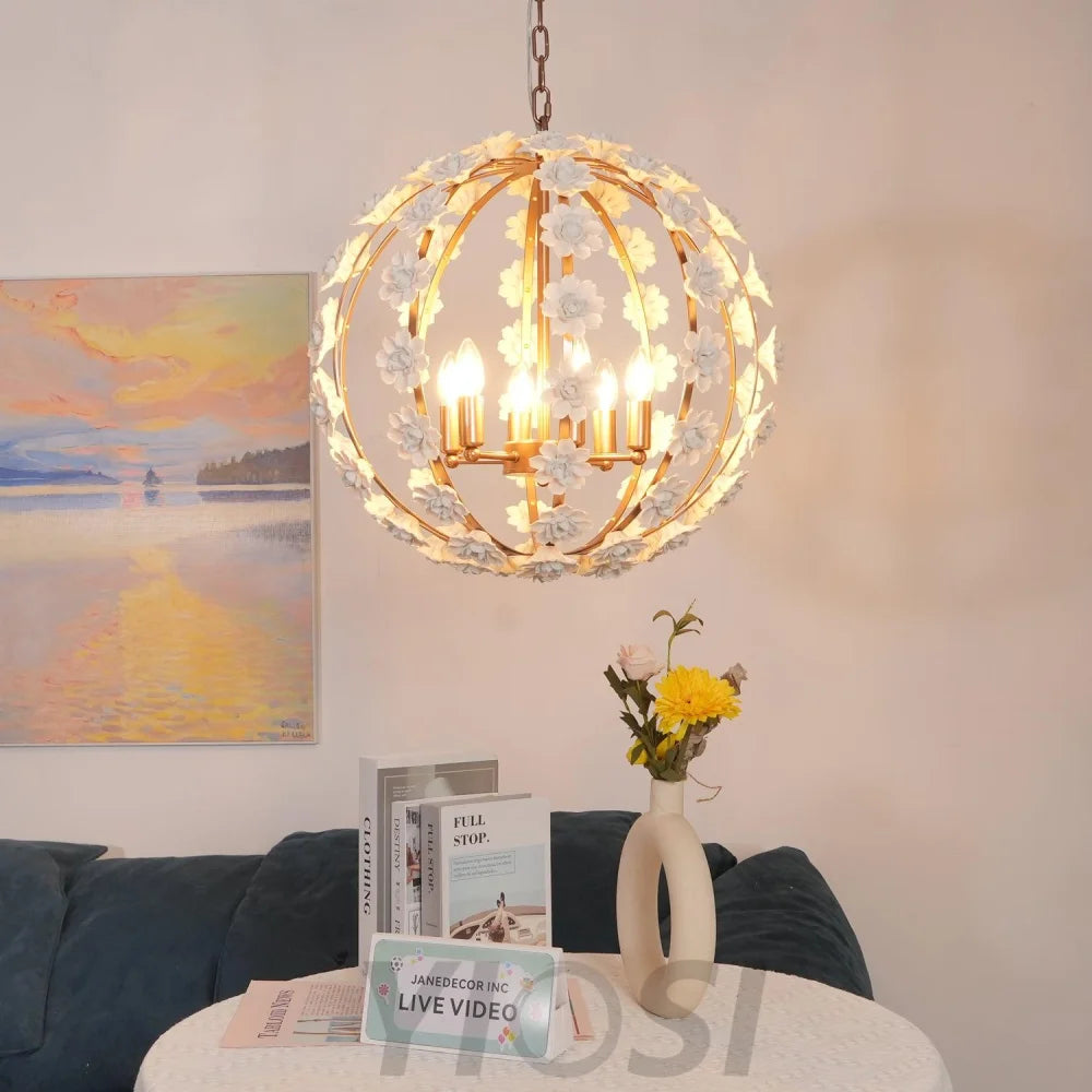 Angle Floral Orb Globe Chandelier - Yiosilamp