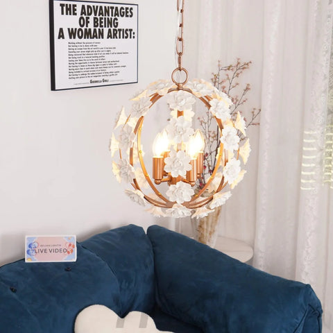 Angle Floral Orb Globe Chandelier - Yiosilamp