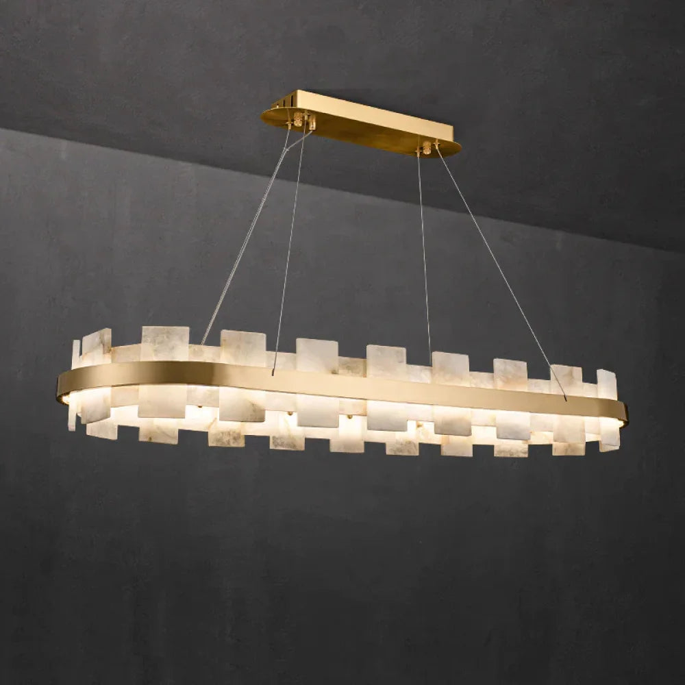 Anita Modern Oval Alabaster Chandelier