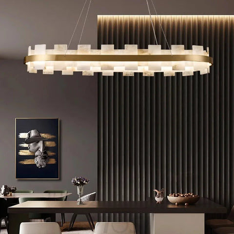 Anita Modern Oval Alabaster Chandelier