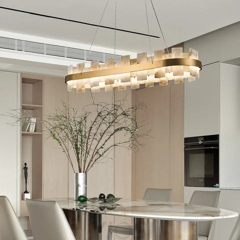 Anita Modern Oval Alabaster Chandelier