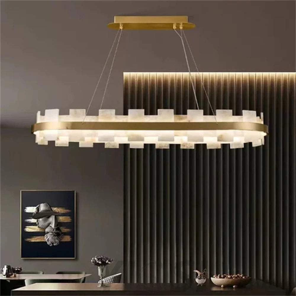 Anita Modern Round Alabaster Chandelier