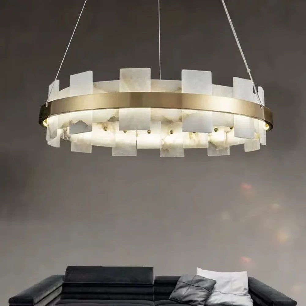 Anita Modern Round Alabaster Chandelier