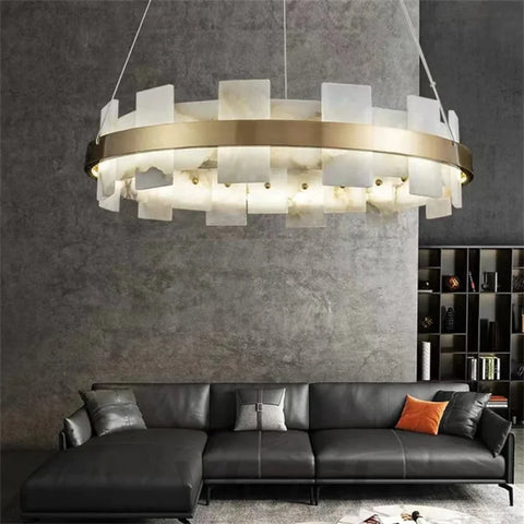 Anita Modern Round Alabaster Chandelier