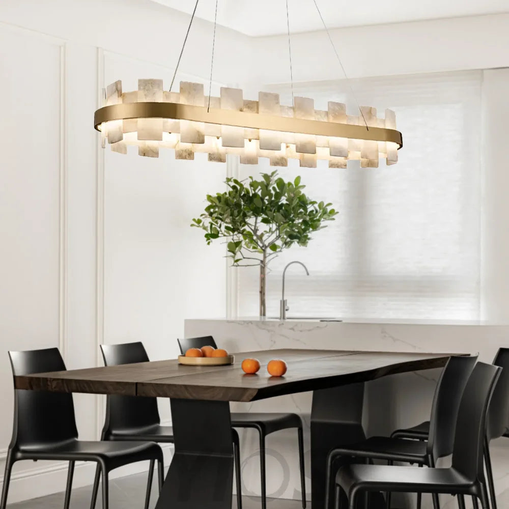 Anita Modern Round Alabaster Chandelier