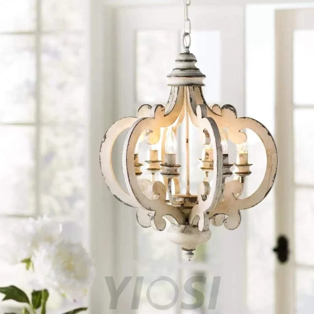 Antique White Style Chandelier Φ 19.7″ - Genteel, Optimized-1-Yiosilamp