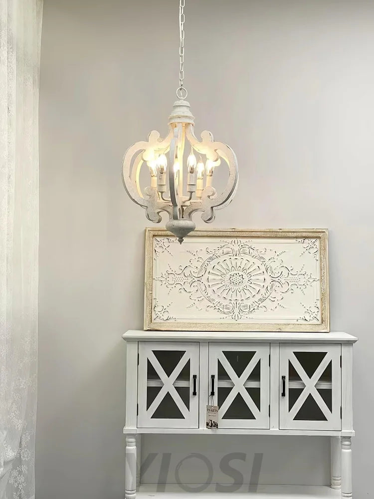 Antique White Style Chandelier Φ 19.7″ - Genteel, Optimized-1-Yiosilamp