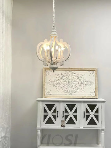 Antique White Style Chandelier Φ 19.7″ - Genteel, Optimized-1-Yiosilamp