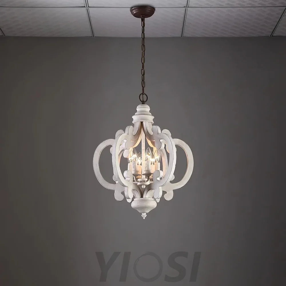 Antique White Style Chandelier Φ 19.7″ - Genteel, Optimized-1-Yiosilamp