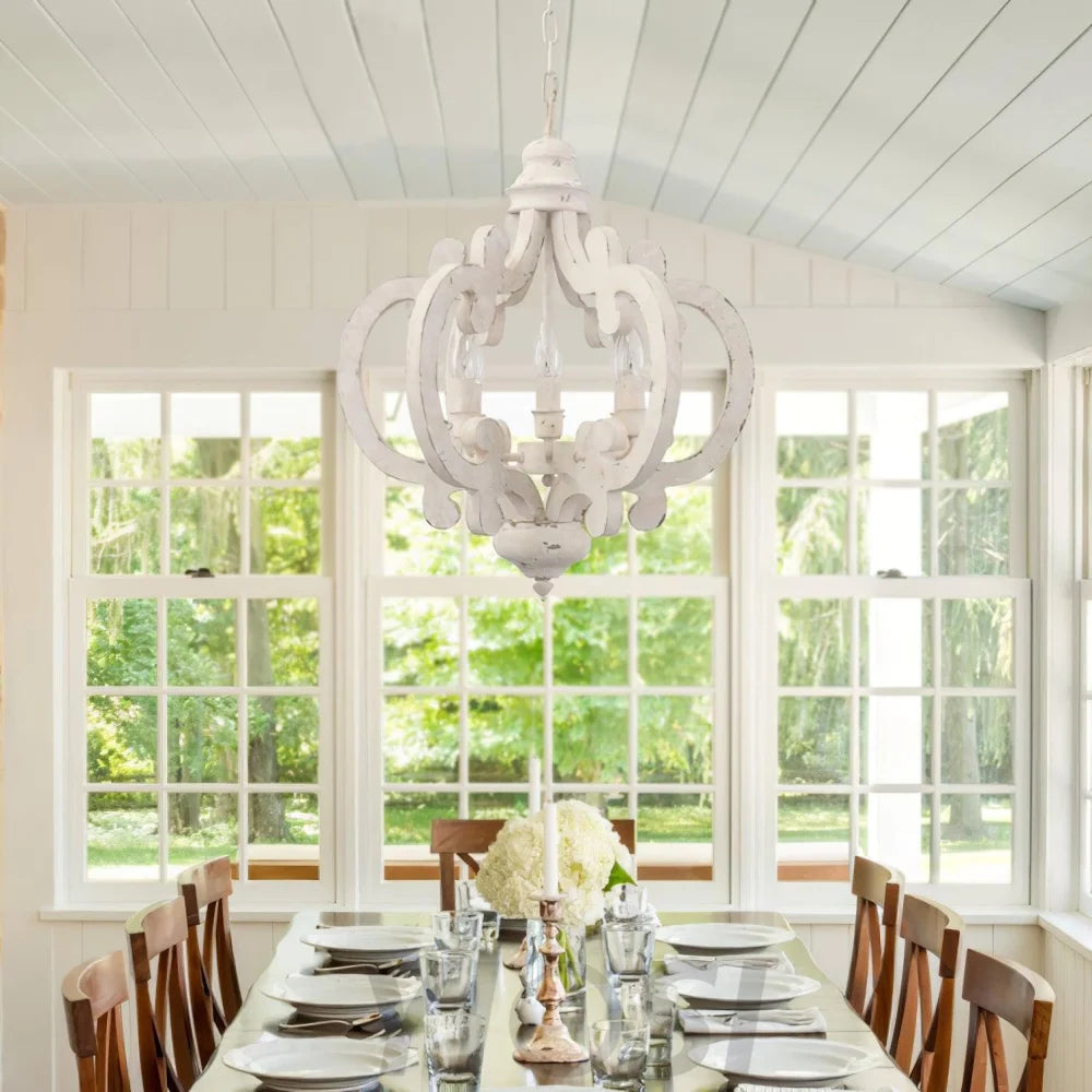 Antique White Style Chandelier Φ 19.7″ - Genteel, Optimized-1-Yiosilamp