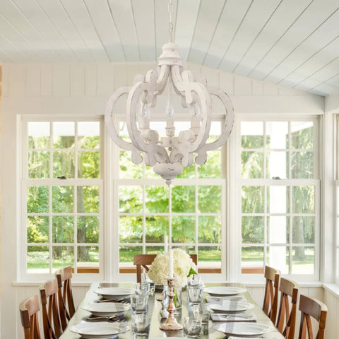 Antique White Style Chandelier Φ 19.7″ - Genteel, Optimized-1-Yiosilamp