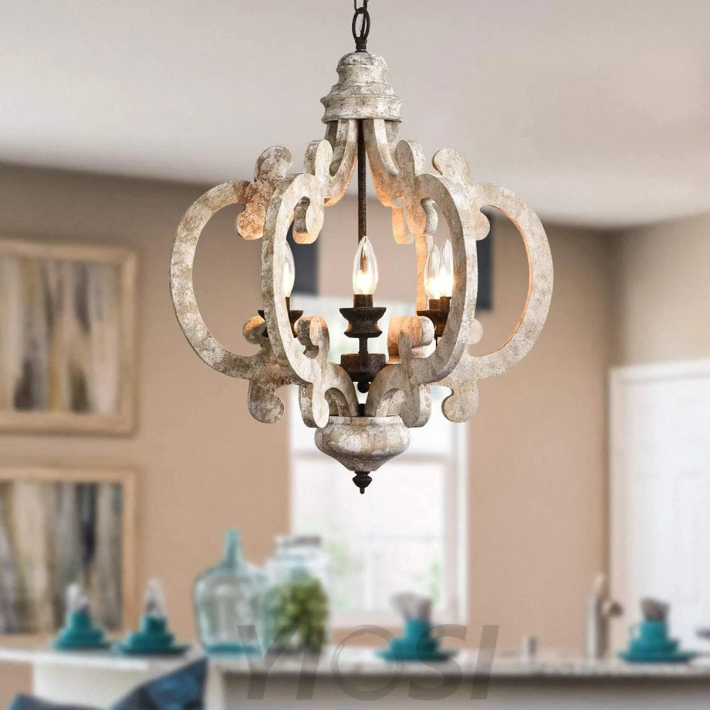 Antique White Style Chandelier Φ 19.7″ - Genteel, Optimized-1-Yiosilamp