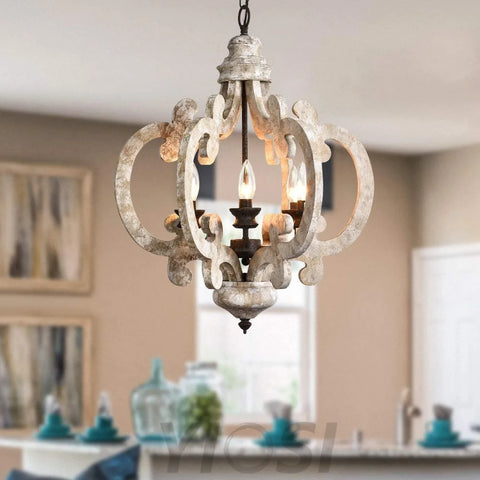 Antique White Style Chandelier Φ 19.7″ - Genteel, Optimized-1-Yiosilamp