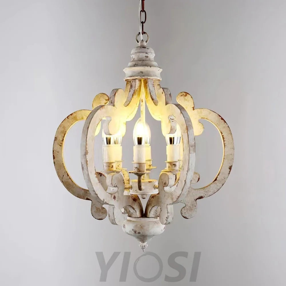 Antique White Style Chandelier Φ 19.7″ - Genteel, Optimized-1-Yiosilamp