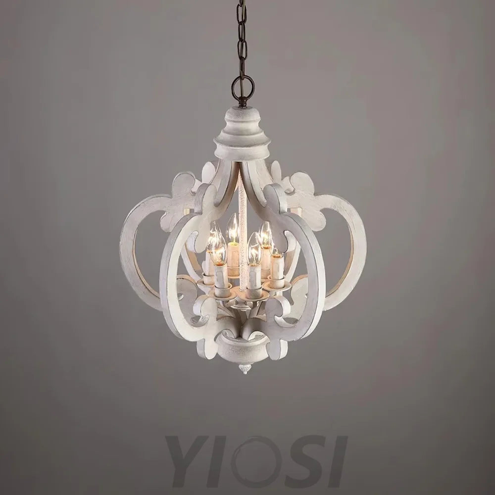 Antique White Style Chandelier Φ 19.7″ - Genteel, Optimized-1-Yiosilamp