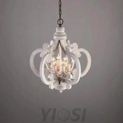 Antique White Style Chandelier Φ 19.7″ - Genteel, Optimized-1-Yiosilamp