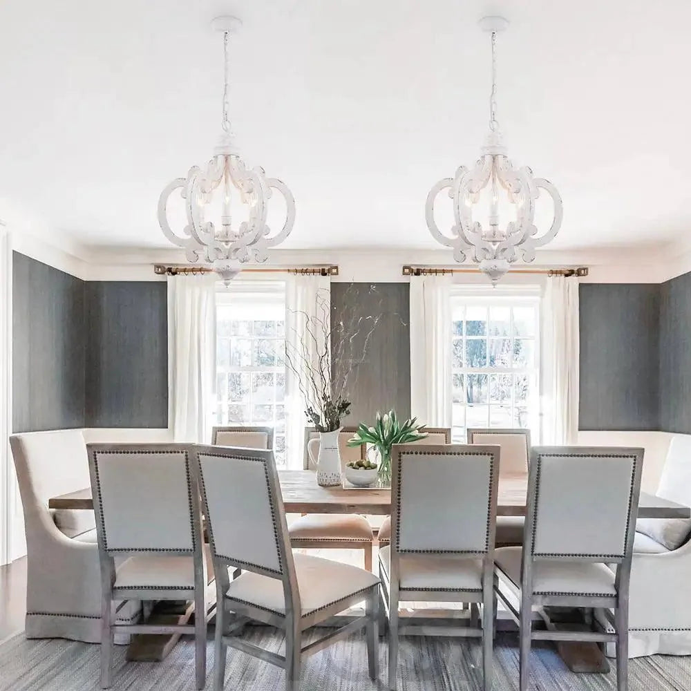 Antique White Style Chandelier Φ 19.7″ - Genteel, Optimized-1-Yiosilamp