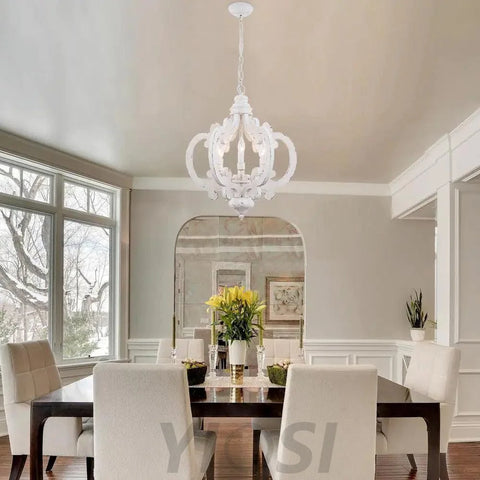 Antique White Style Chandelier Φ 19.7″ - Genteel, Optimized-1-Yiosilamp
