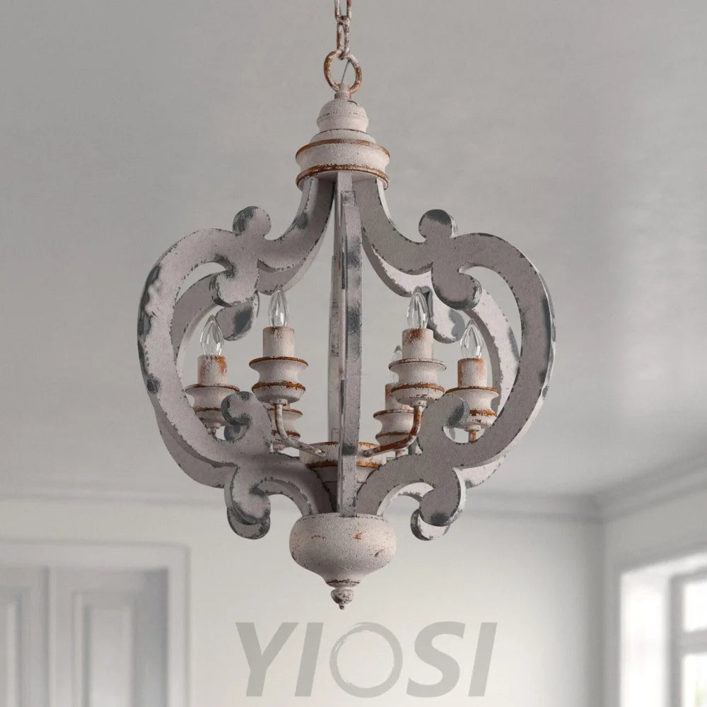 Antique White Style Chandelier Φ 19.7″ - Genteel, Optimized-1-Yiosilamp