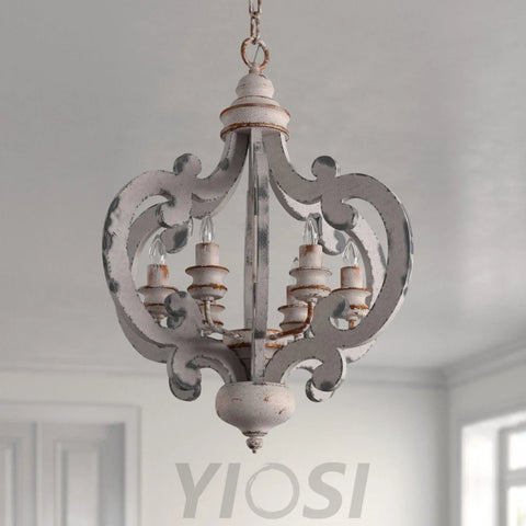Antique White Style Chandelier Φ 19.7″ - Genteel, Optimized-1-Yiosilamp