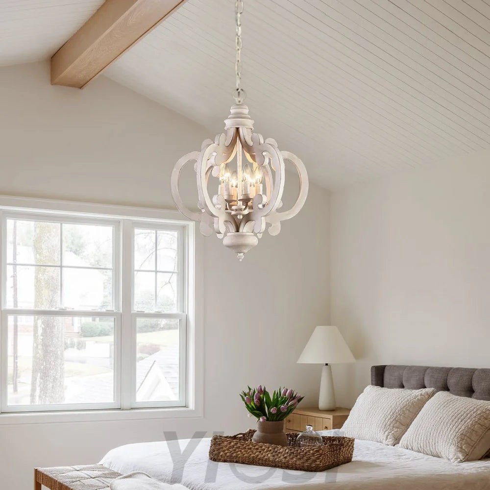Antique White Style Chandelier Φ 19.7″ - Genteel, Optimized-1-Yiosilamp