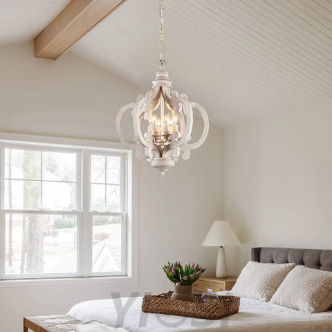 Antique White Style Chandelier Φ 19.7″ - Genteel, Optimized-1-Yiosilamp