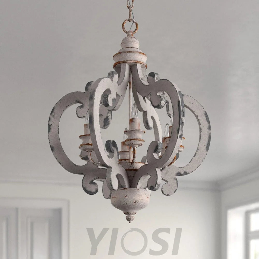 Antique White Style Chandelier Φ 19.7″ - Genteel, Optimized-1-Yiosilamp