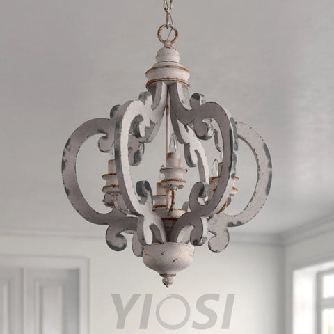 Antique White Style Chandelier Φ 19.7″ - Genteel, Optimized-1-Yiosilamp